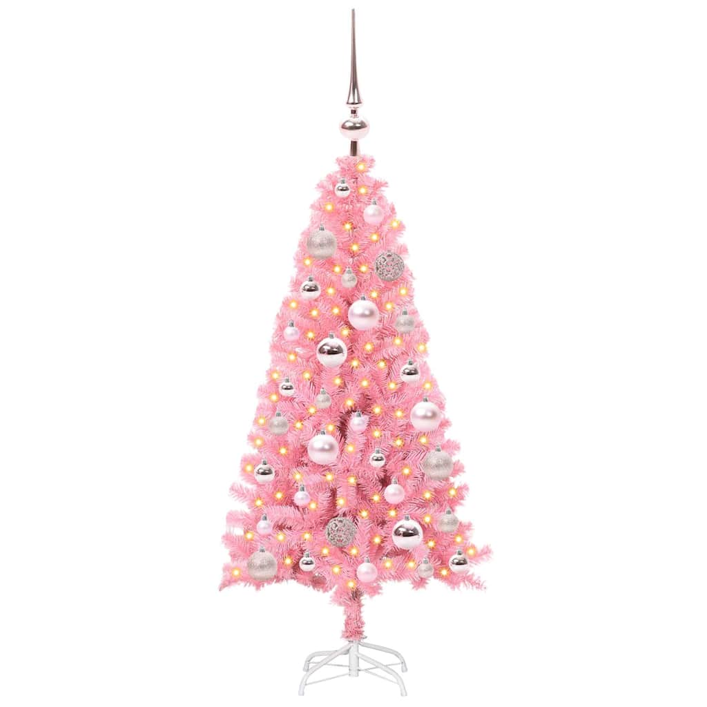 Juletre med 150 LED med stativ Rosa 120 cm PVC vidaXL