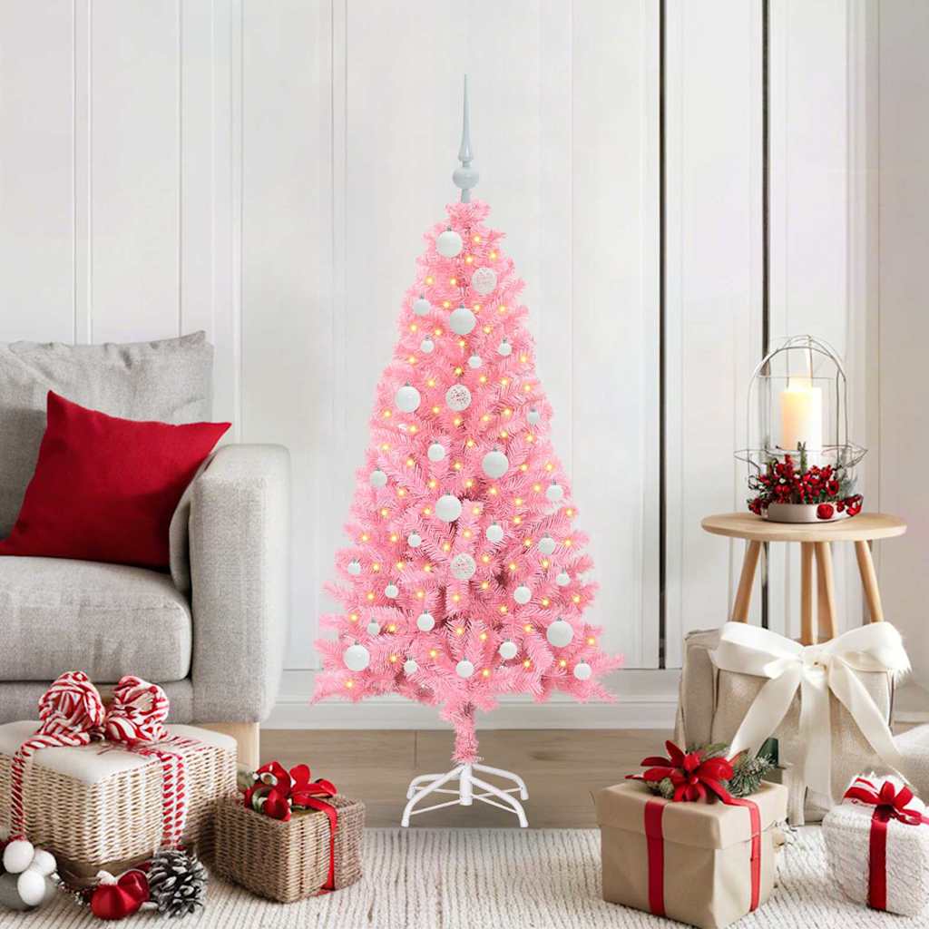 Juletre med 150 LED med stativ Rosa 120 cm PVC vidaXL