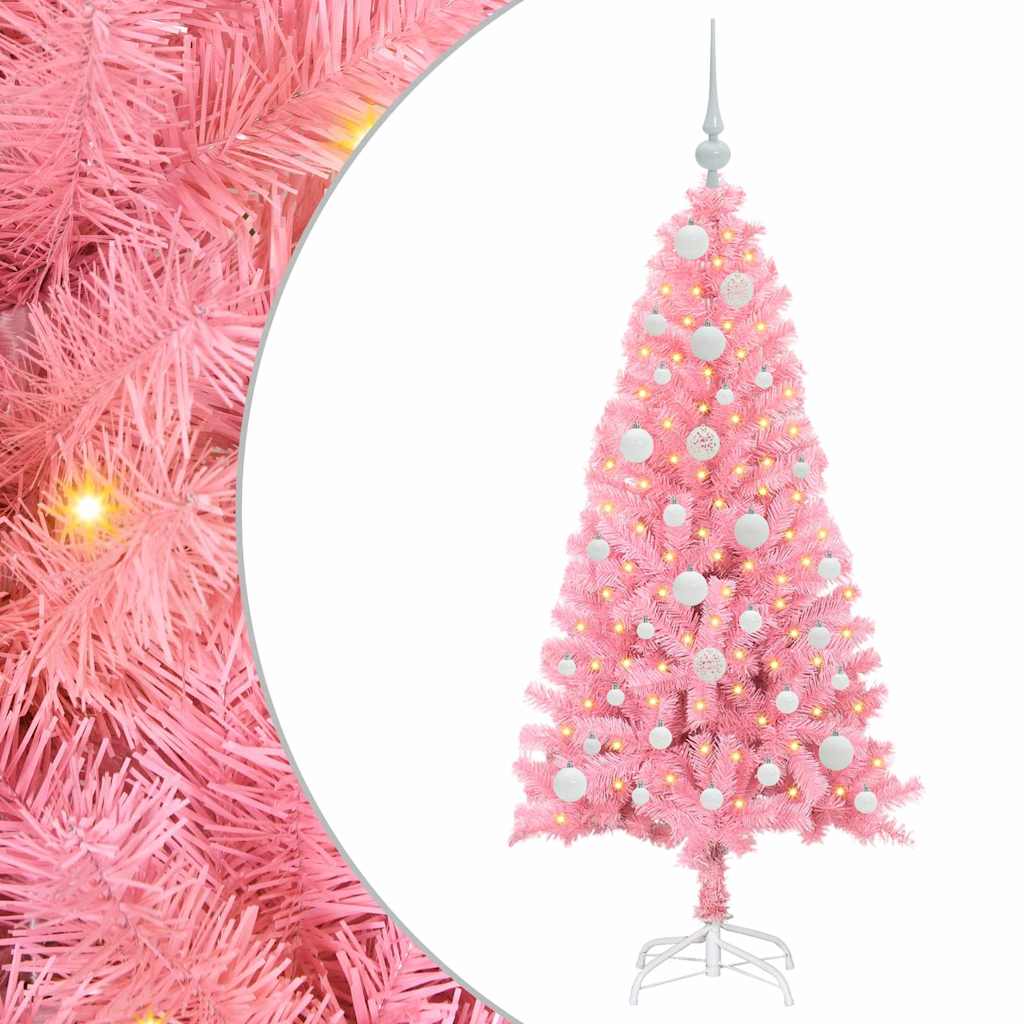 Juletre med 150 LED med stativ Rosa 120 cm PVC vidaXL