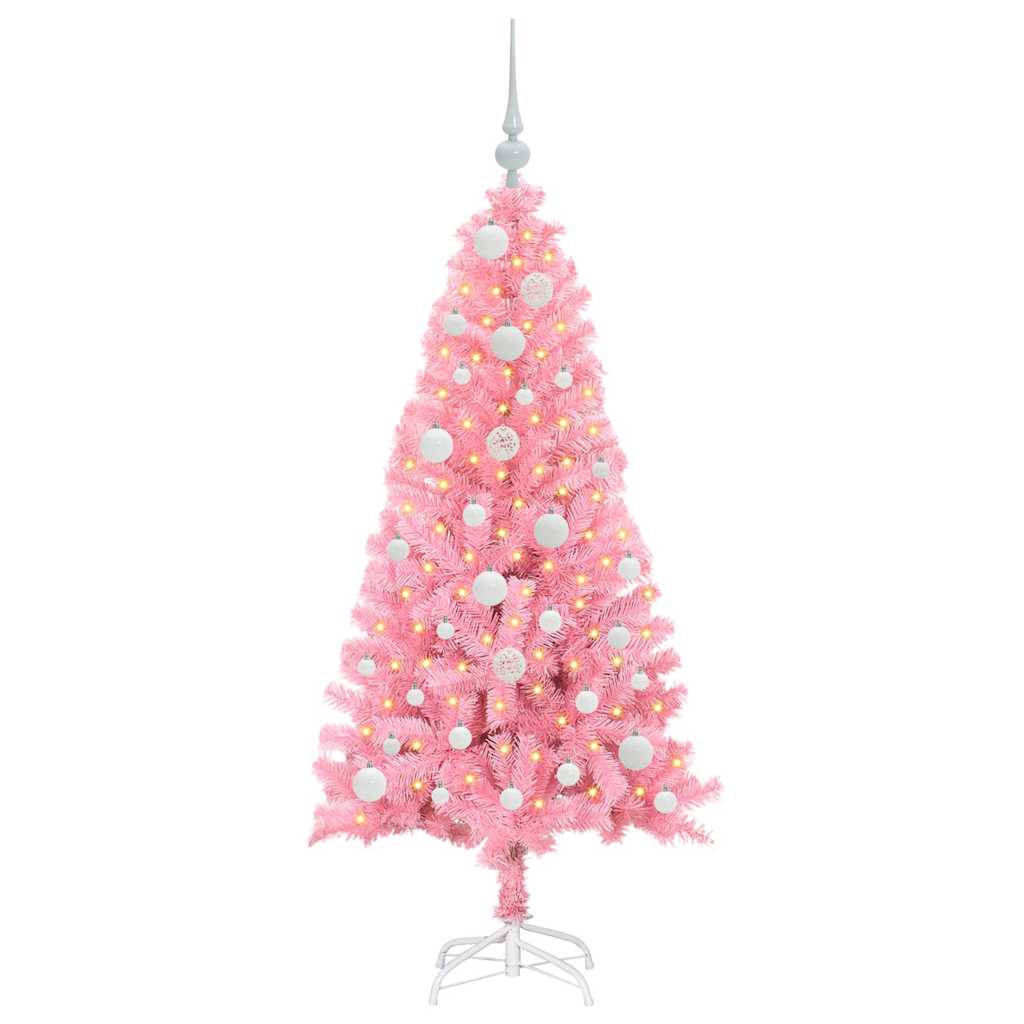 Juletre med 150 LED med stativ Rosa 120 cm PVC vidaXL