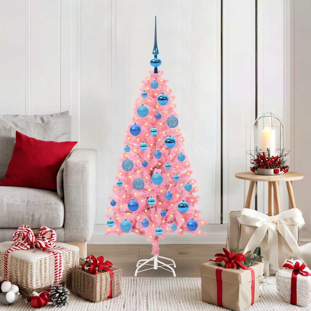 Juletre med 150 LED med stativ Rosa 120 cm PVC