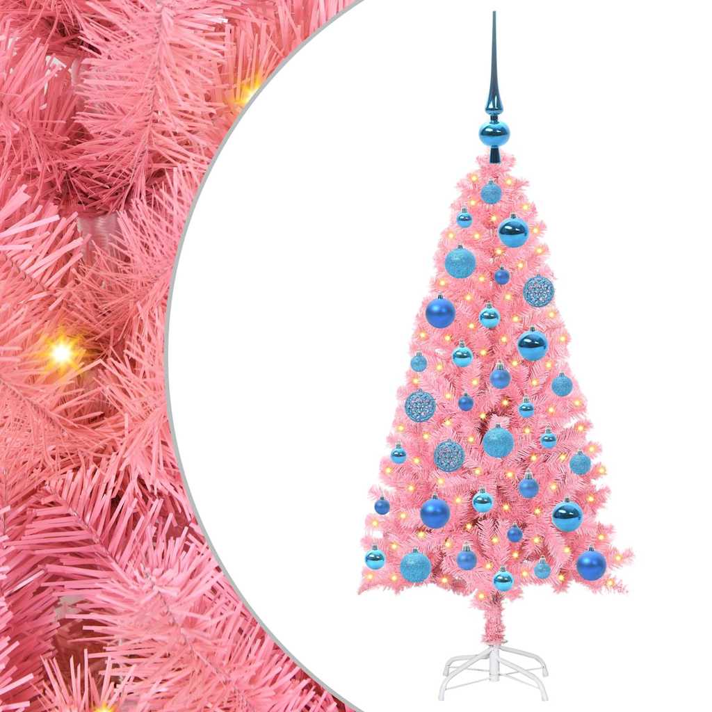 Juletre med 150 LED med stativ Rosa 120 cm PVC vidaXL