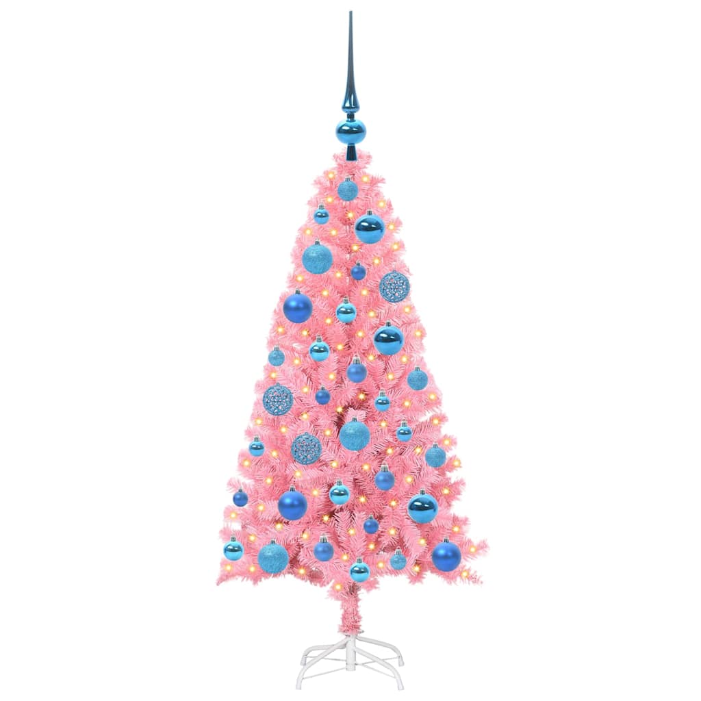 Juletre med 150 LED med stativ Rosa 120 cm PVC vidaXL