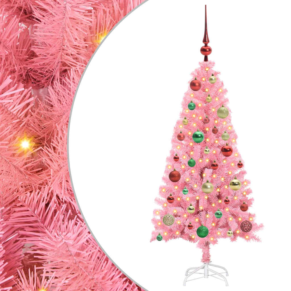 Juletre med 150 LED med stativ Rosa 120 cm PVC vidaXL