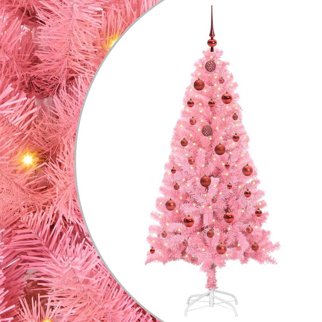 Juletre med 150 LED med stativ Rosa 150 cm PVC