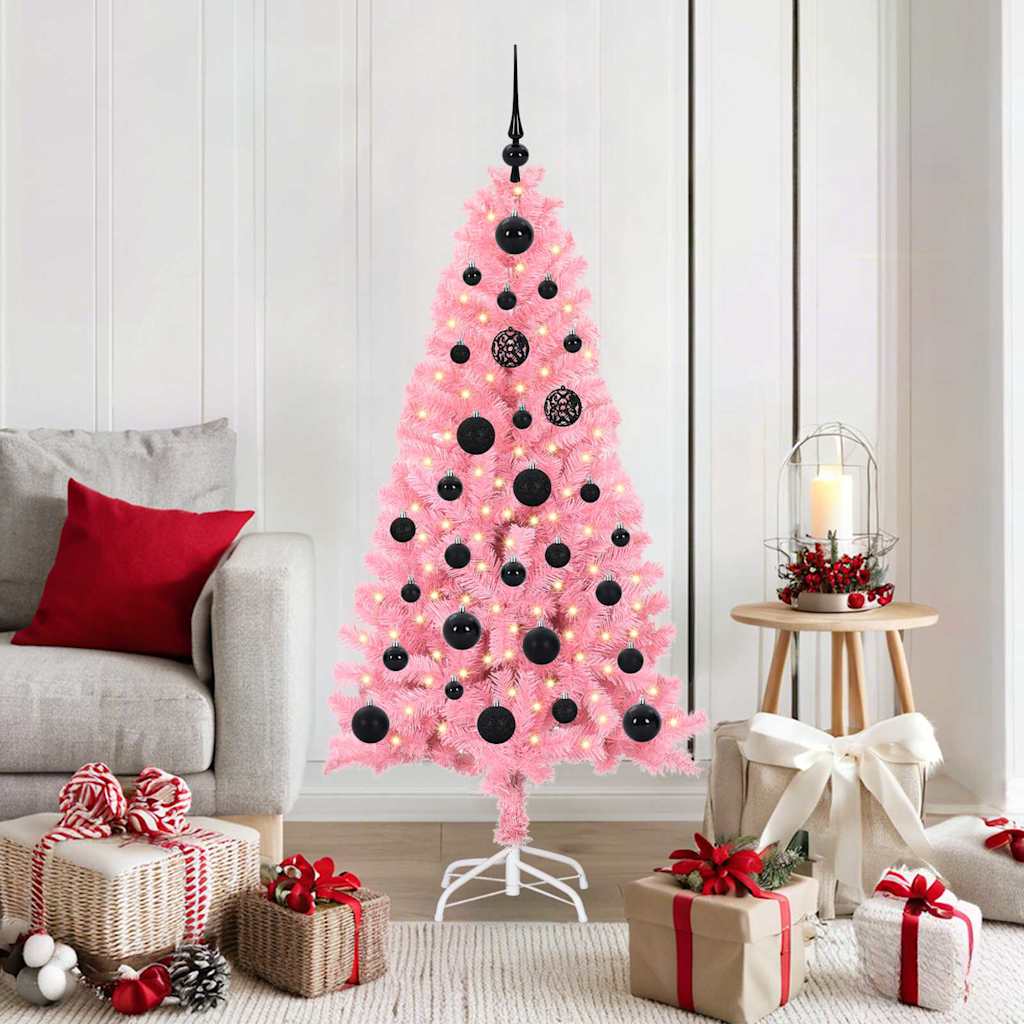 Juletre med 150 LED med stativ Rosa 150 cm PVC
