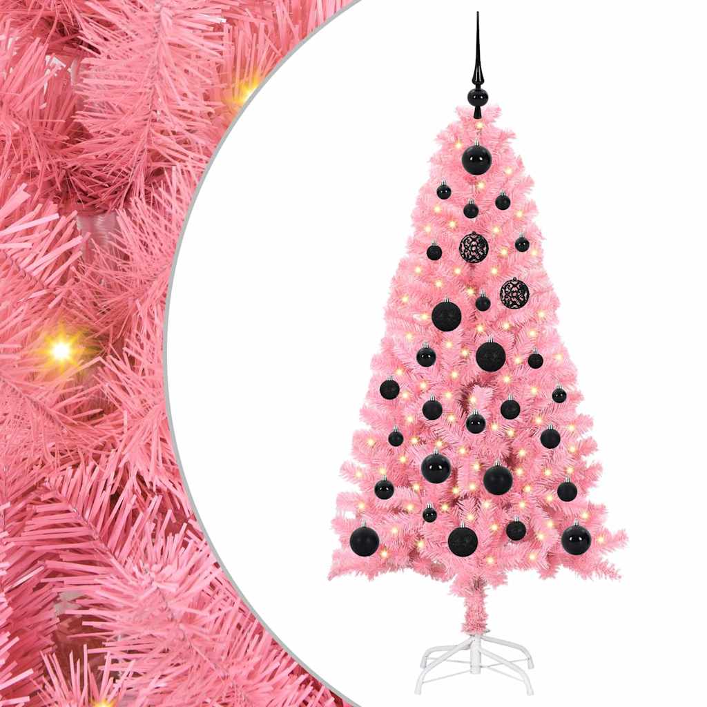 Juletre med 150 LED med stativ Rosa 150 cm PVC
