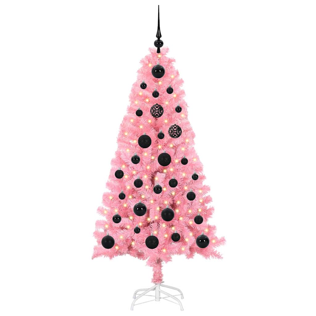 Juletre med 150 LED med stativ Rosa 150 cm PVC