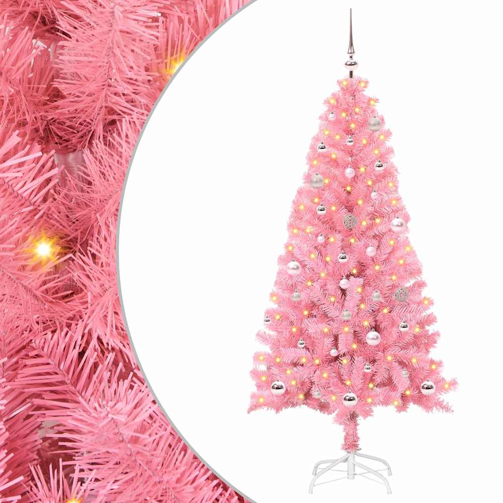 Juletre med 150 LED med stativ Rosa 150 cm PVC