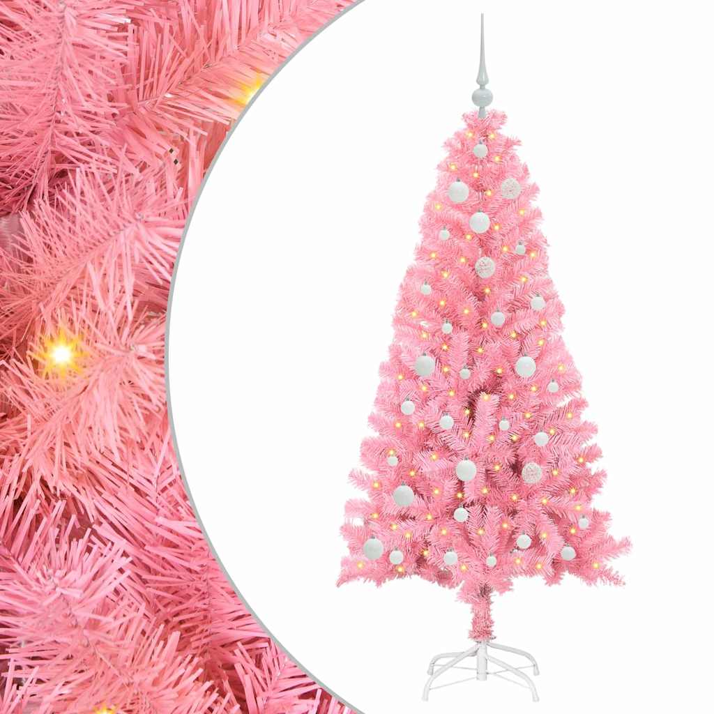 Juletre med 150 LED med stativ Rosa 150 cm PVC
