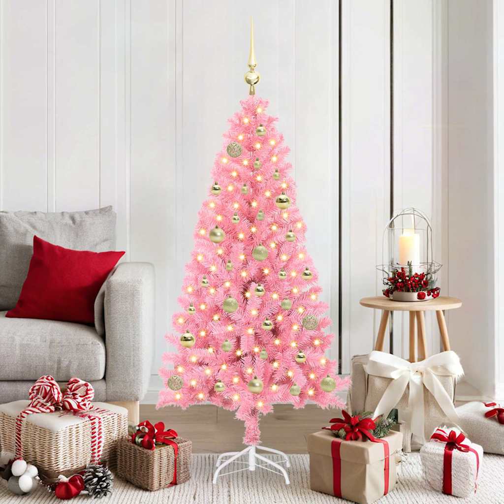 Juletre med 150 LED med stativ Rosa 150 cm PVC