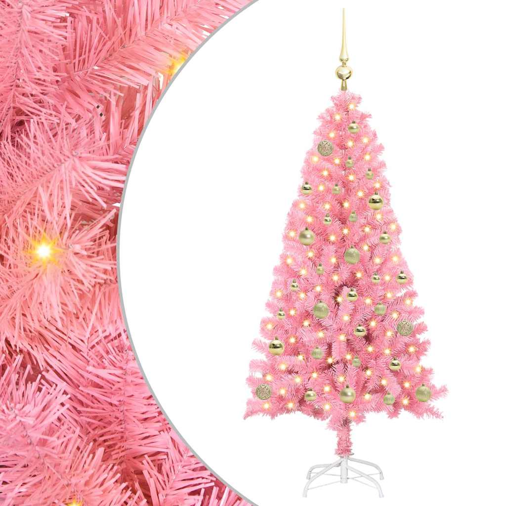Juletre med 150 LED med stativ Rosa 150 cm PVC