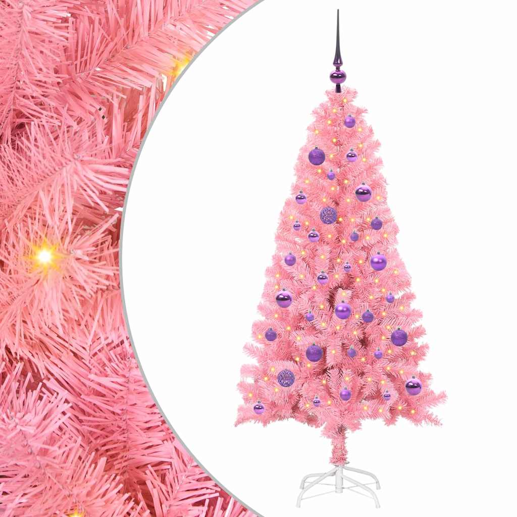 Juletre med 150 LED med stativ Rosa 150 cm PVC