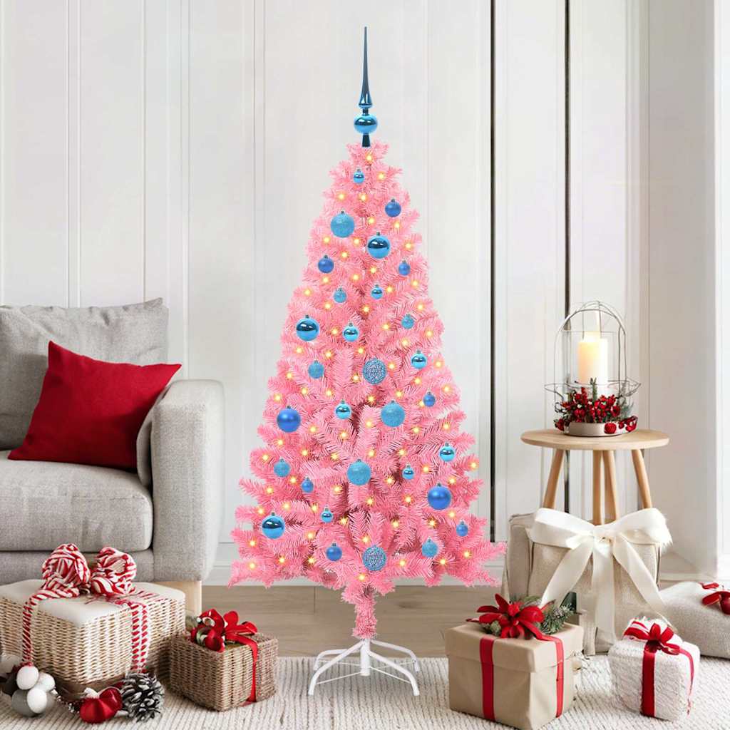 Juletre med 150 LED med stativ Rosa 150 cm PVC