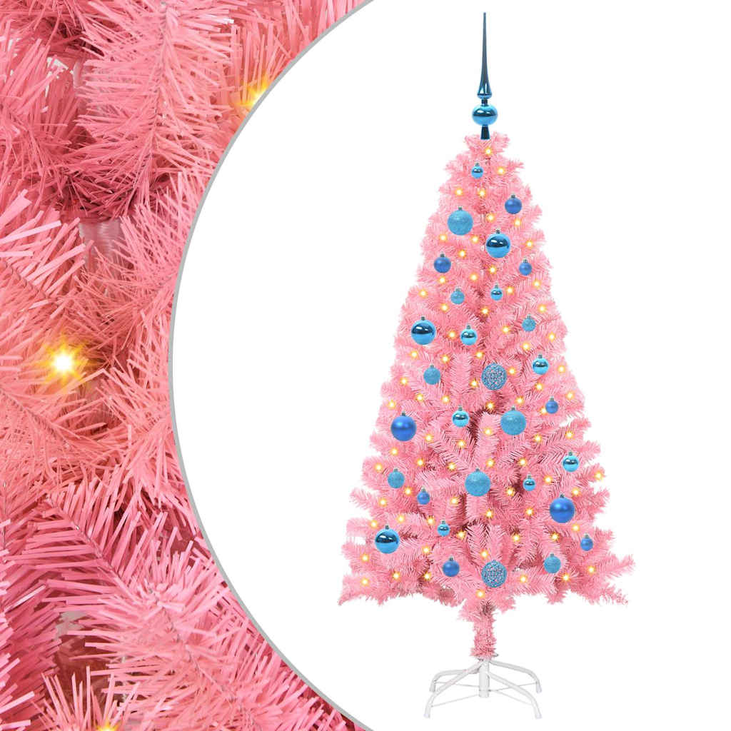 Juletre med 150 LED med stativ Rosa 150 cm PVC