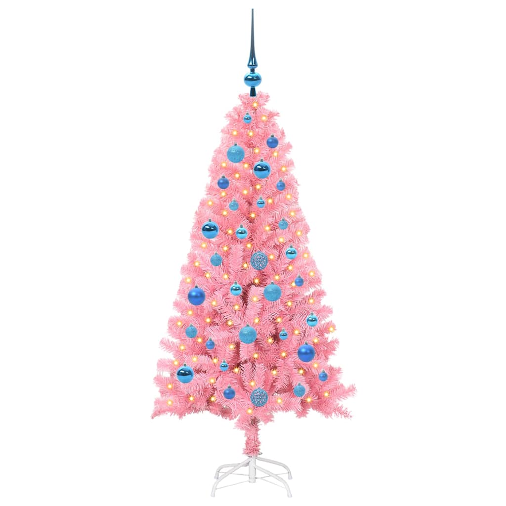 Juletre med 150 LED med stativ Rosa 150 cm PVC