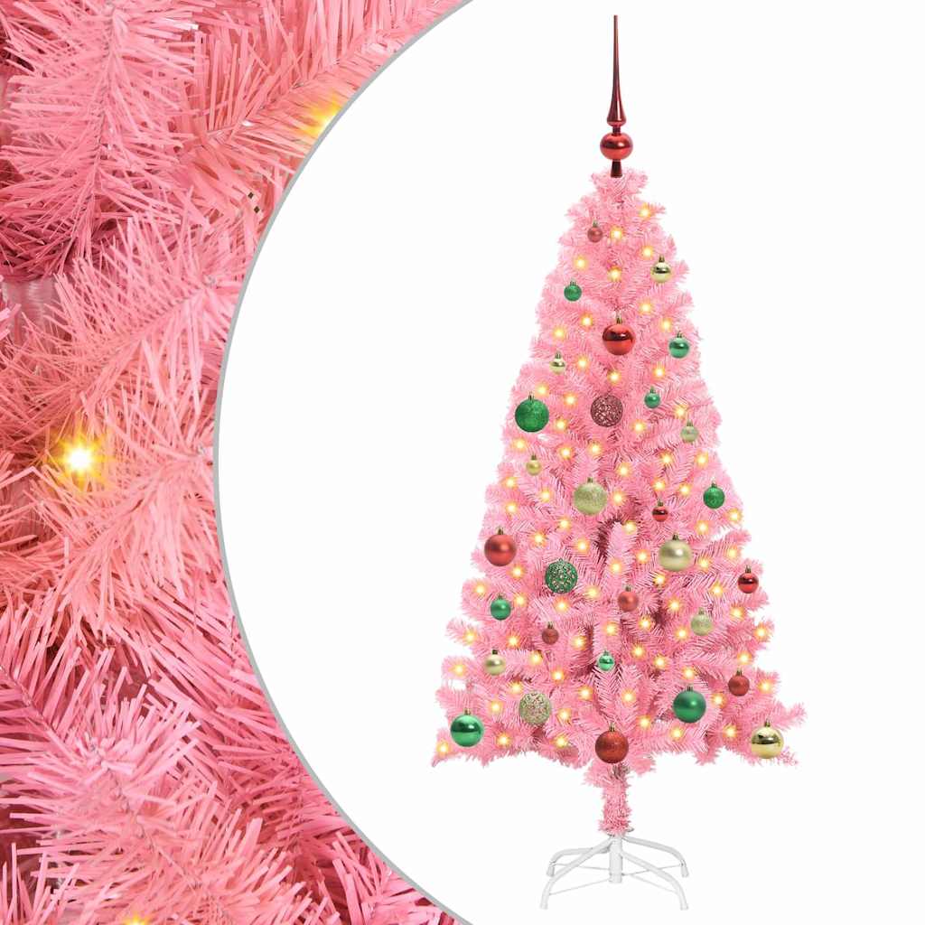 Juletre med 150 LED med stativ Rosa 150 cm PVC