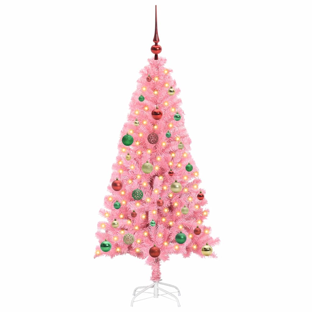 Juletre med 150 LED med stativ Rosa 150 cm PVC