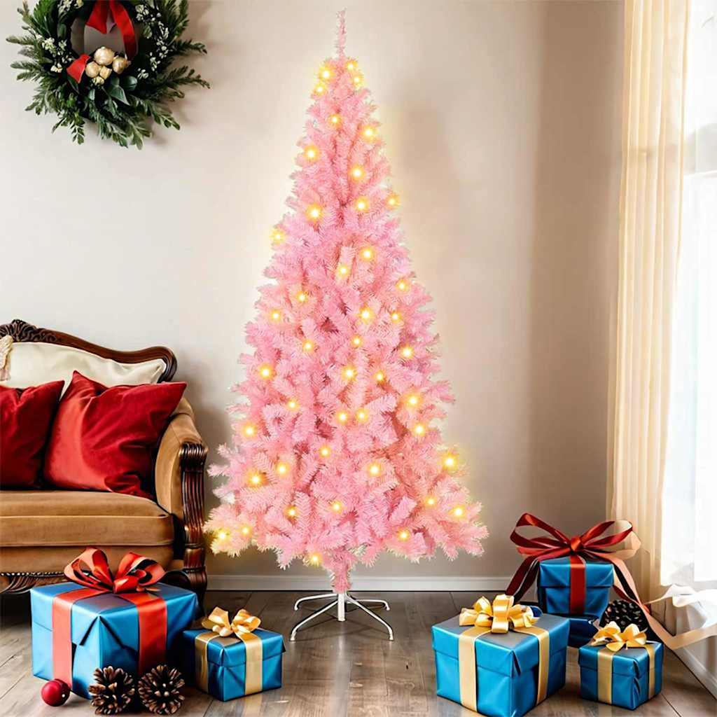 Juletre med 300 LED med stativ Rosa 180 cm PVC