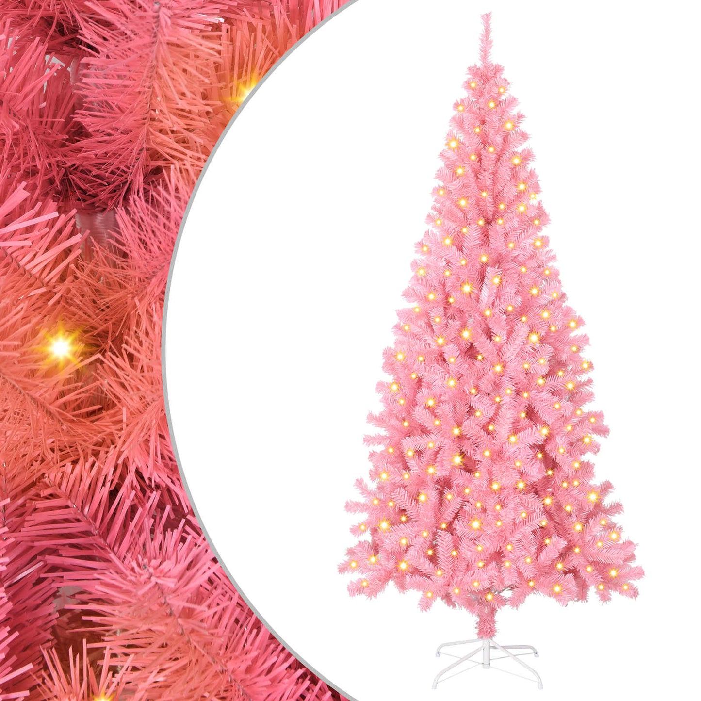 Juletre med 300 LED med stativ Rosa 180 cm PVC