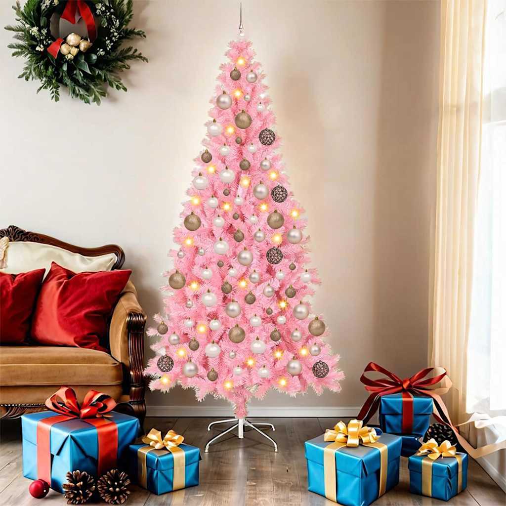 Juletre med 300 LED med stativ Rosa 180 cm PVC