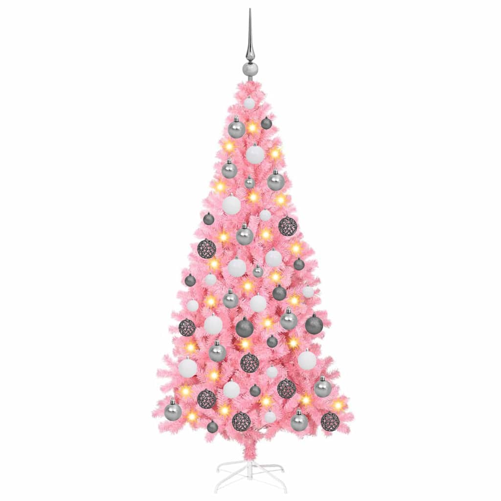Juletre med 300 LED med stativ Rosa 180 cm PVC