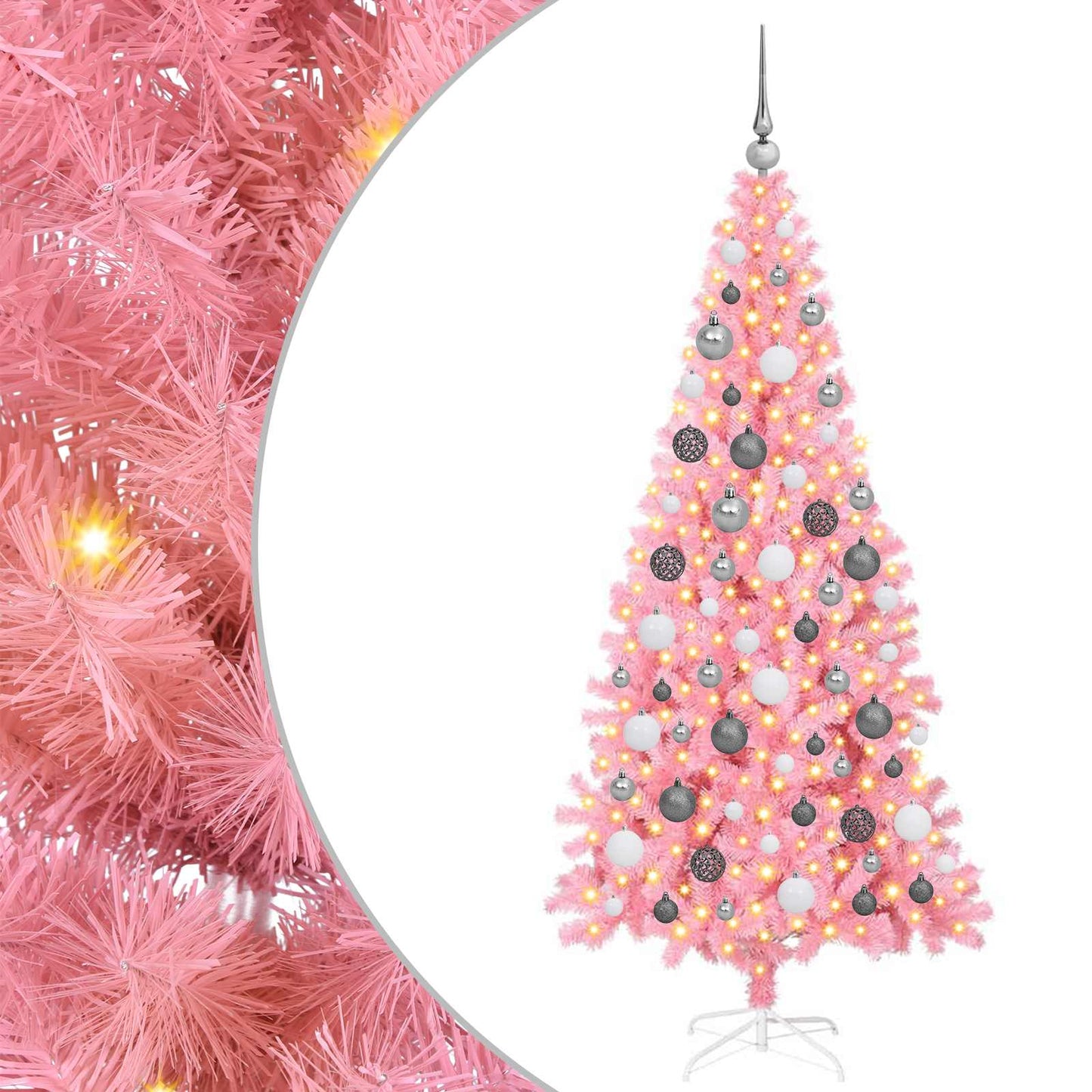 Juletre med 300 LED med stativ Rosa 180 cm PVC