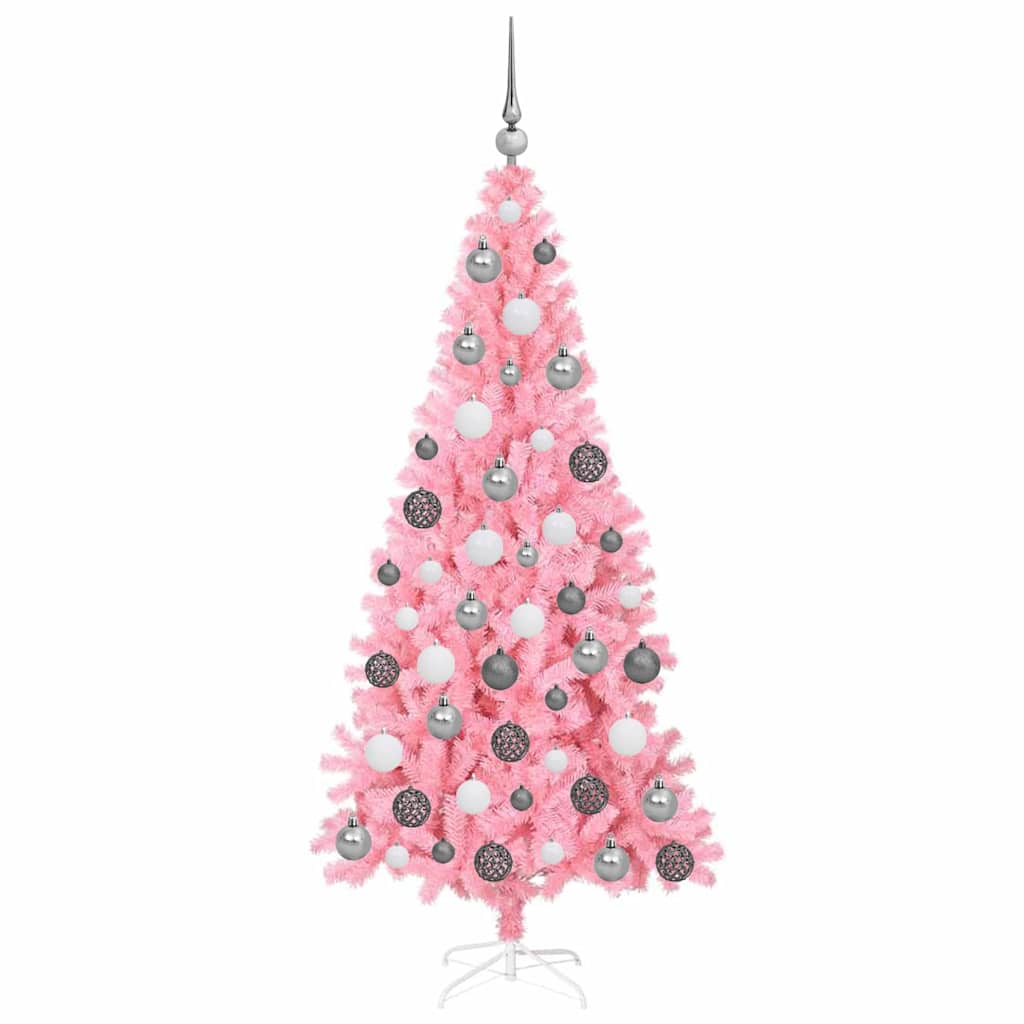 Juletre med 300 LED med stativ Rosa 180 cm PVC