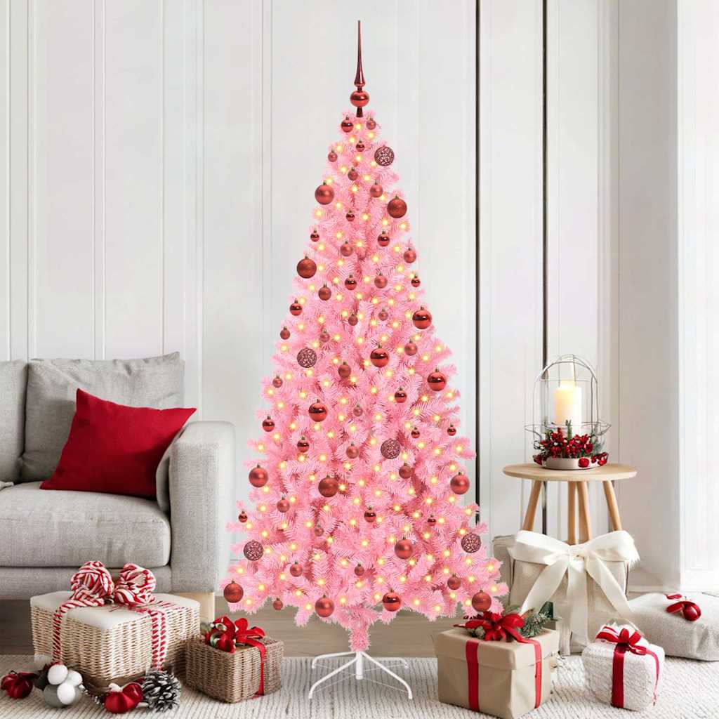Juletre med 300 LED med stativ Rosa 180 cm PVC