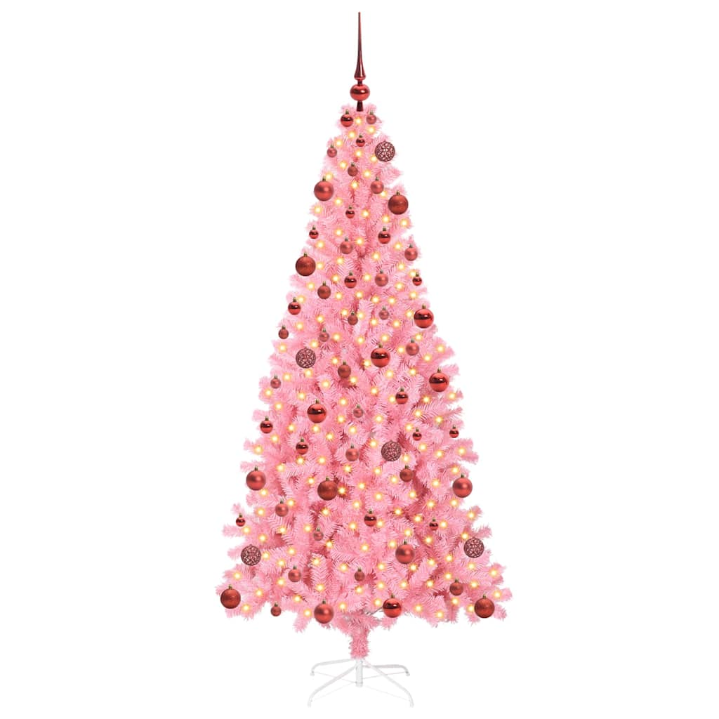 Juletre med 300 LED med stativ Rosa 180 cm PVC