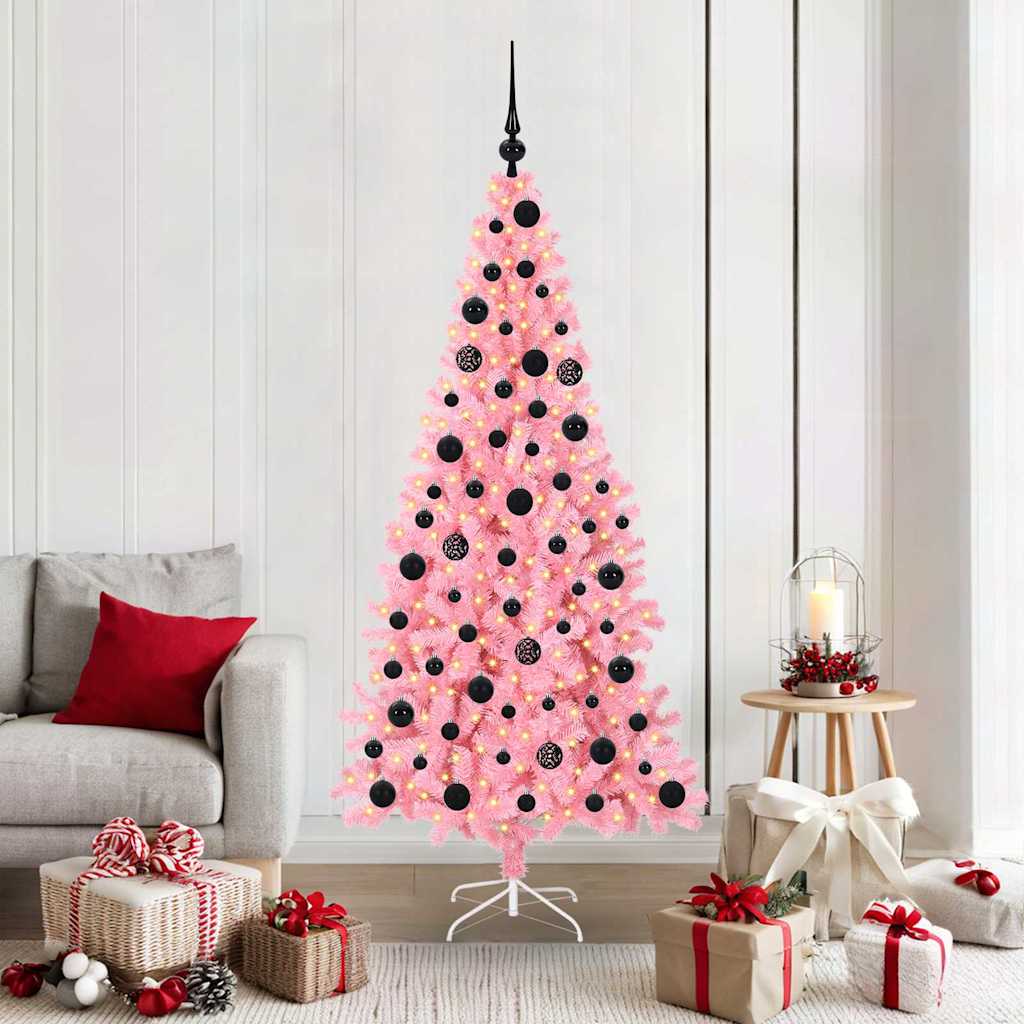 Juletre med 300 LED med stativ Rosa 180 cm PVC
