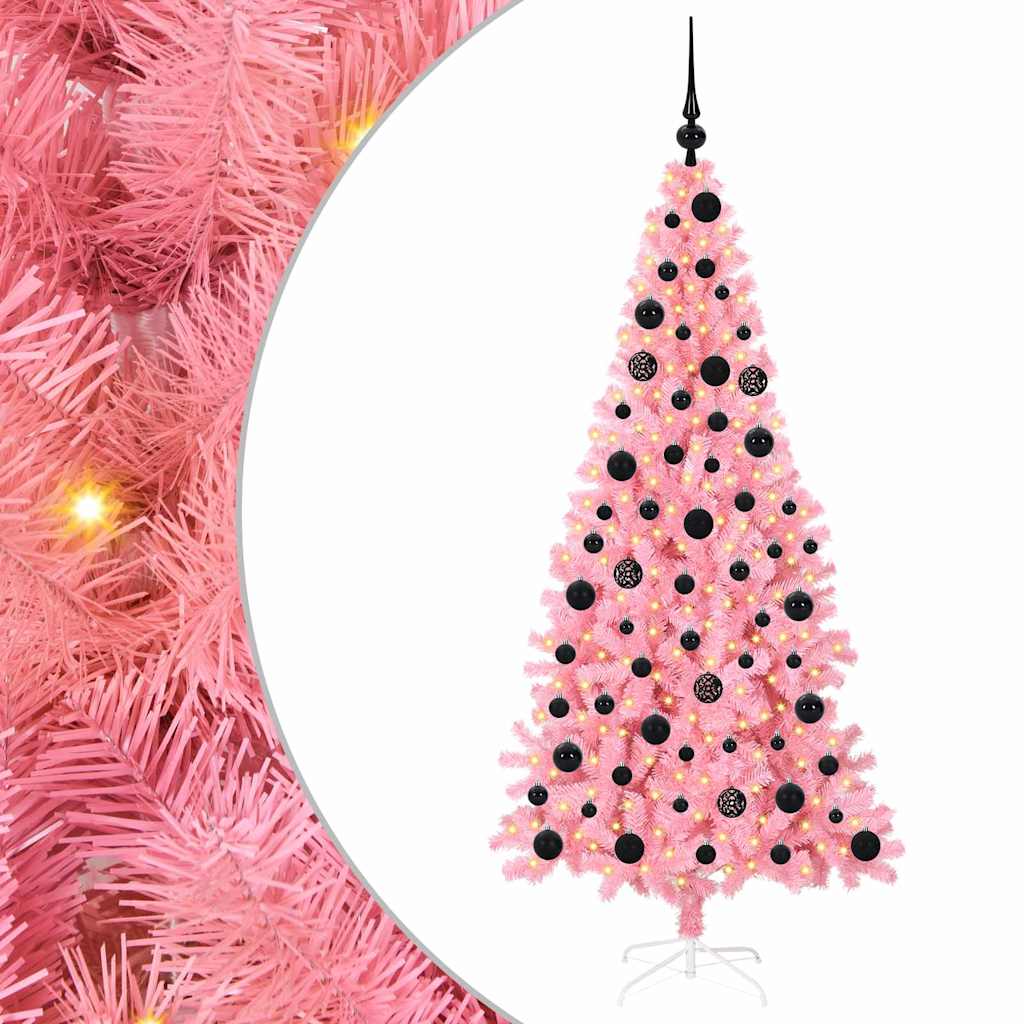 Juletre med 300 LED med stativ Rosa 180 cm PVC