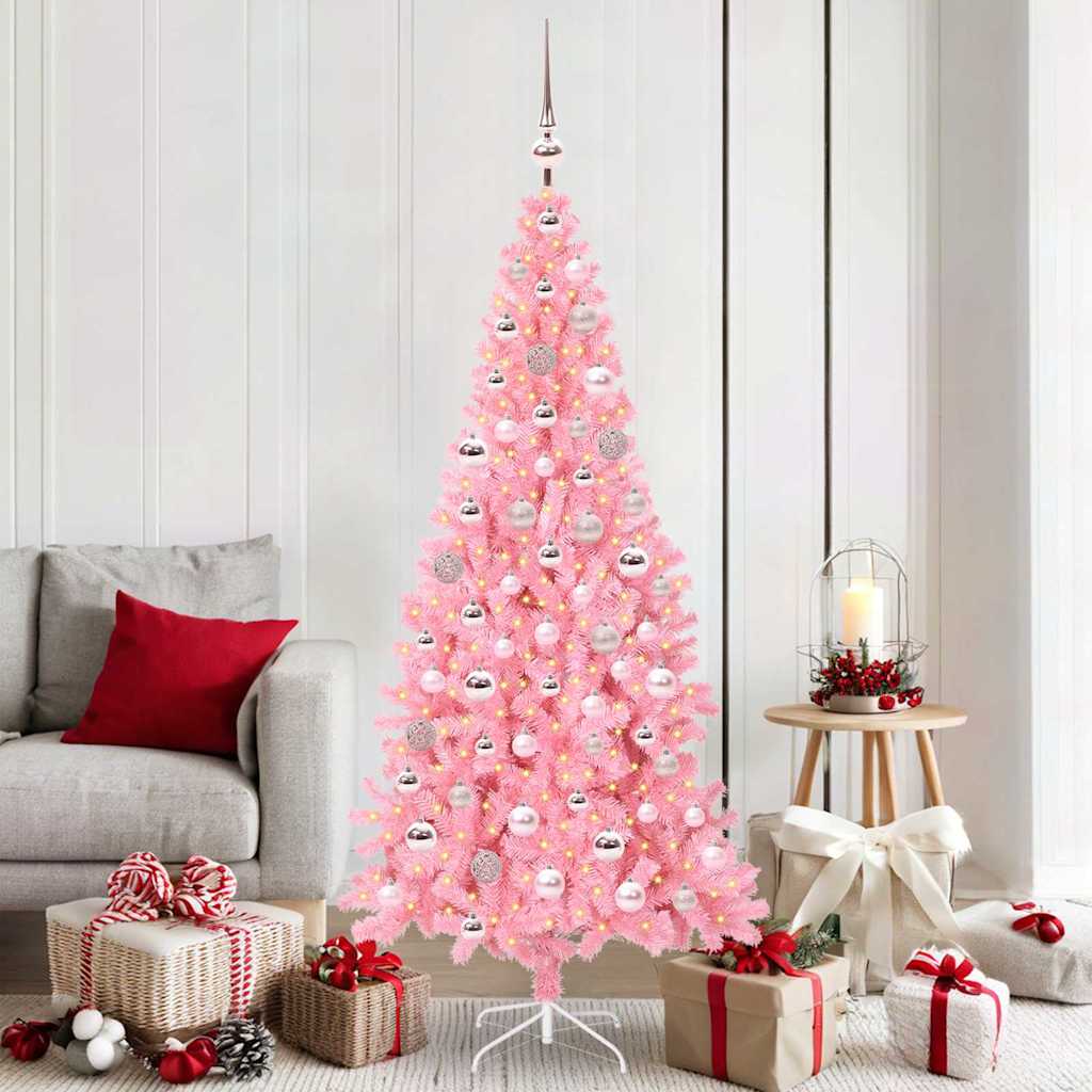 Juletre med 300 LED med stativ Rosa 180 cm PVC