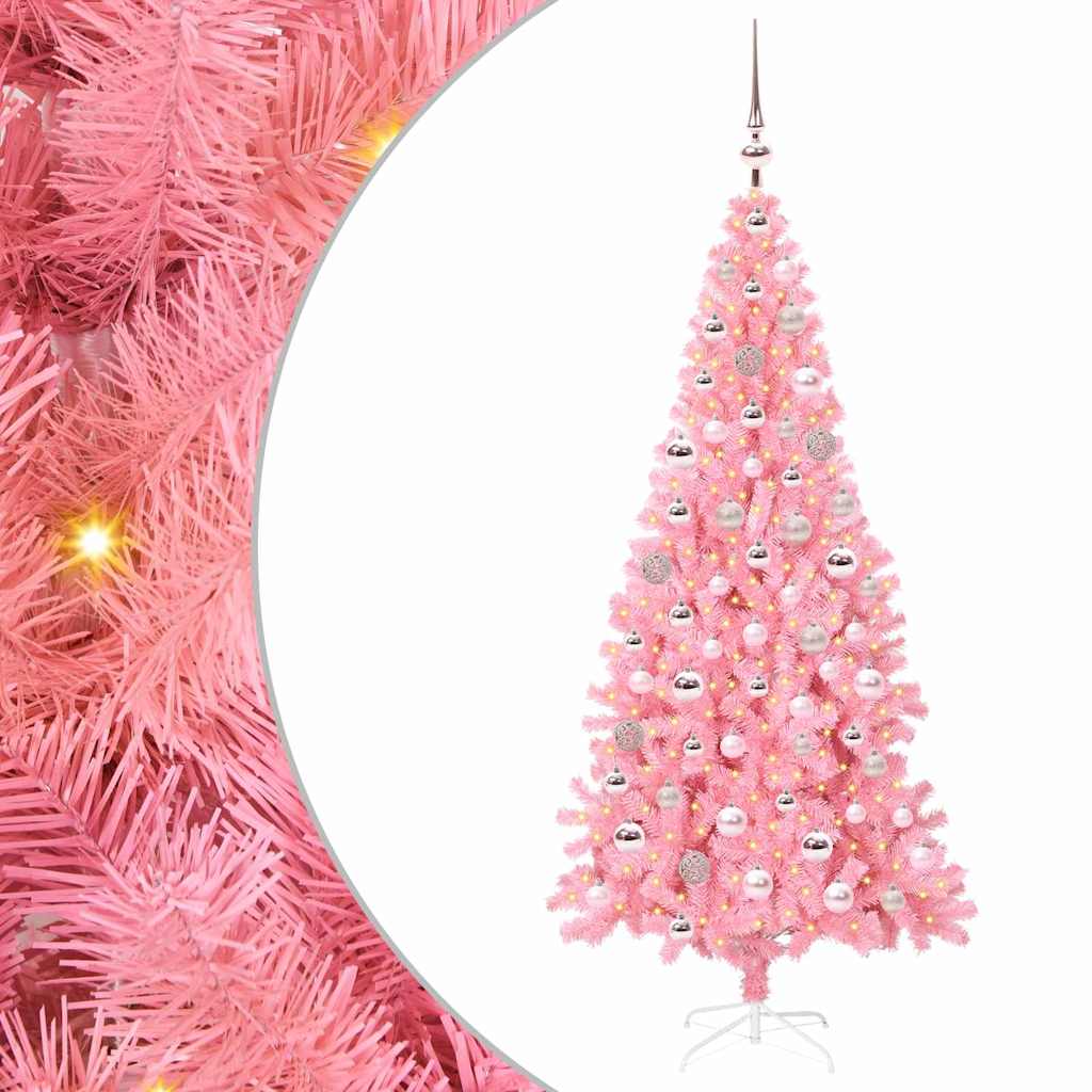 Juletre med 300 LED med stativ Rosa 180 cm PVC