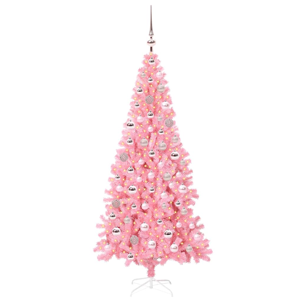 Juletre med 300 LED med stativ Rosa 180 cm PVC