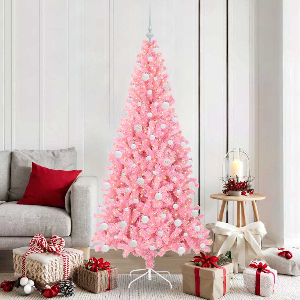 Juletre med 300 LED med stativ Rosa 180 cm PVC