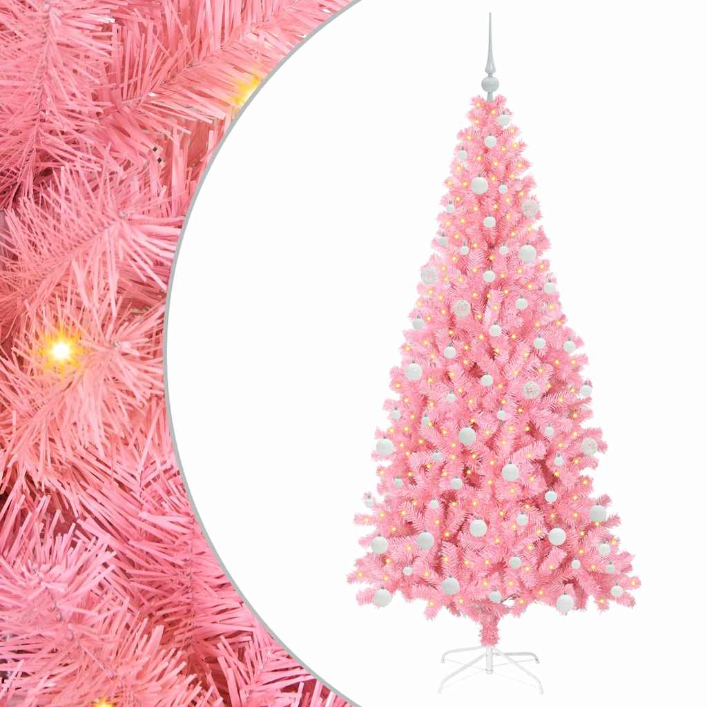 Juletre med 300 LED med stativ Rosa 180 cm PVC
