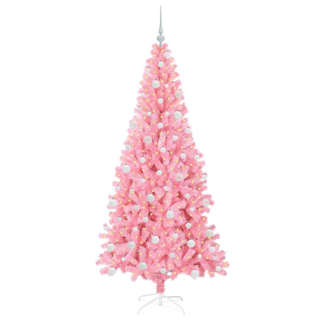 Juletre med 300 LED med stativ Rosa 180 cm PVC