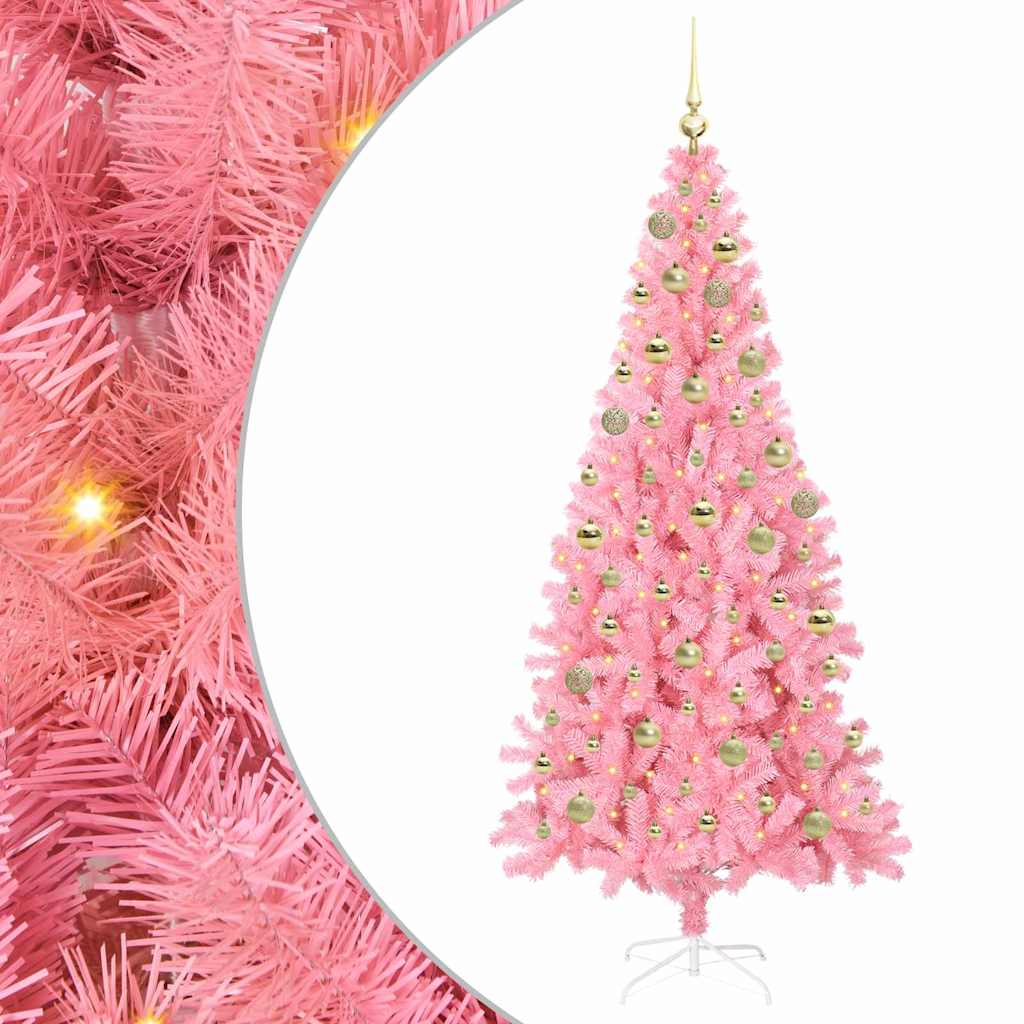 Juletre med 300 LED med stativ Rosa 180 cm PVC