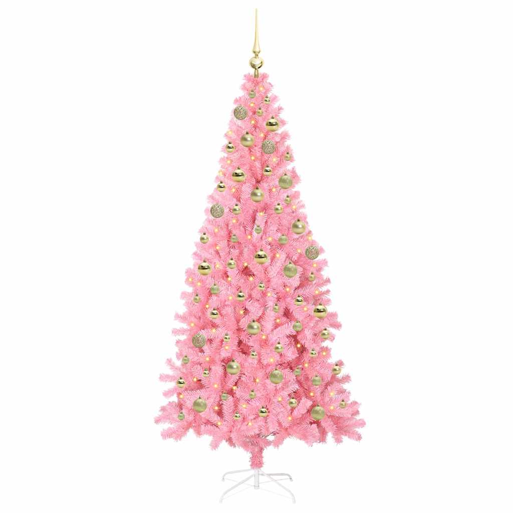 Juletre med 300 LED med stativ Rosa 180 cm PVC