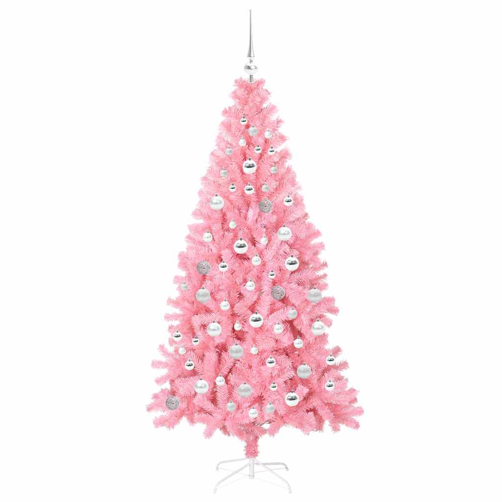 Juletre med 300 LED med stativ Rosa 180 cm PVC