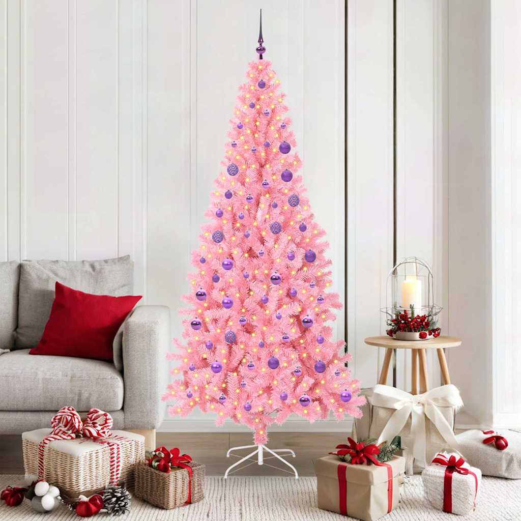 Juletre med 300 LED med stativ Rosa 180 cm PVC