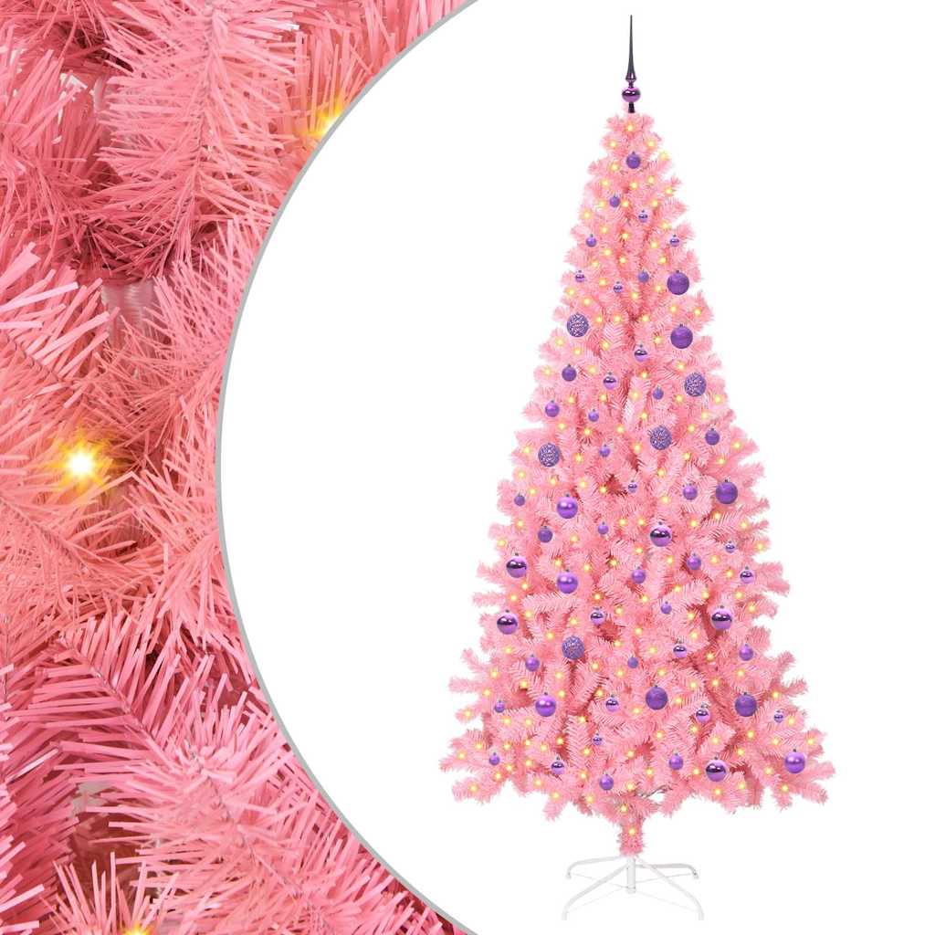 Juletre med 300 LED med stativ Rosa 180 cm PVC