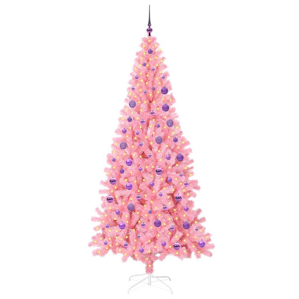 Juletre med 300 LED med stativ Rosa 180 cm PVC