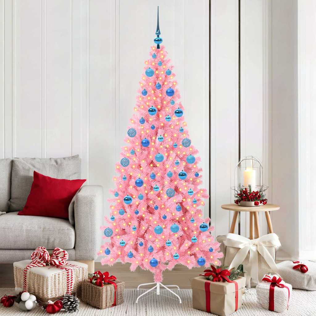 Juletre med 300 LED med stativ Rosa 180 cm PVC