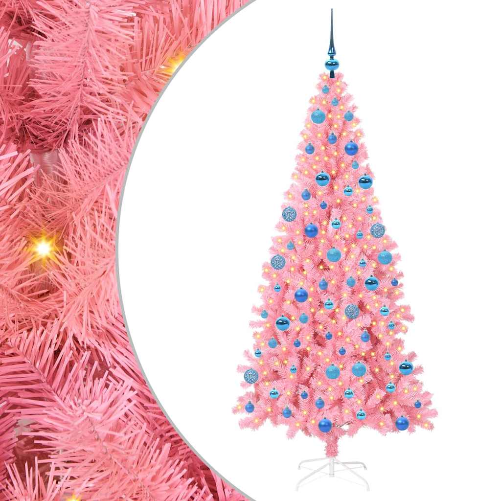 Juletre med 300 LED med stativ Rosa 180 cm PVC