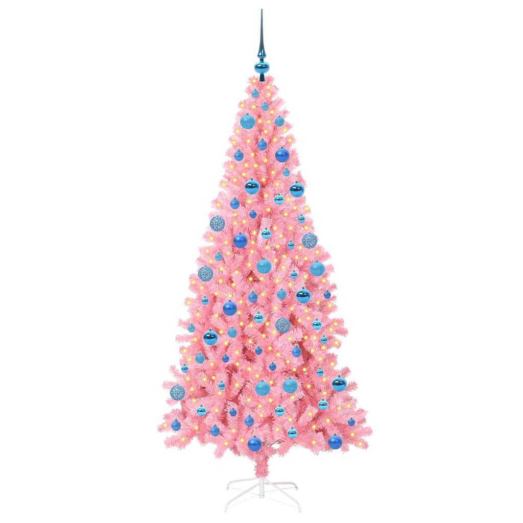 Juletre med 300 LED med stativ Rosa 180 cm PVC
