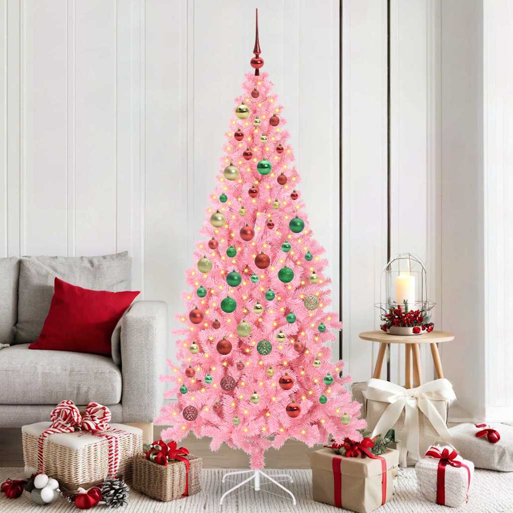 Juletre med 300 LED med stativ Rosa 180 cm PVC