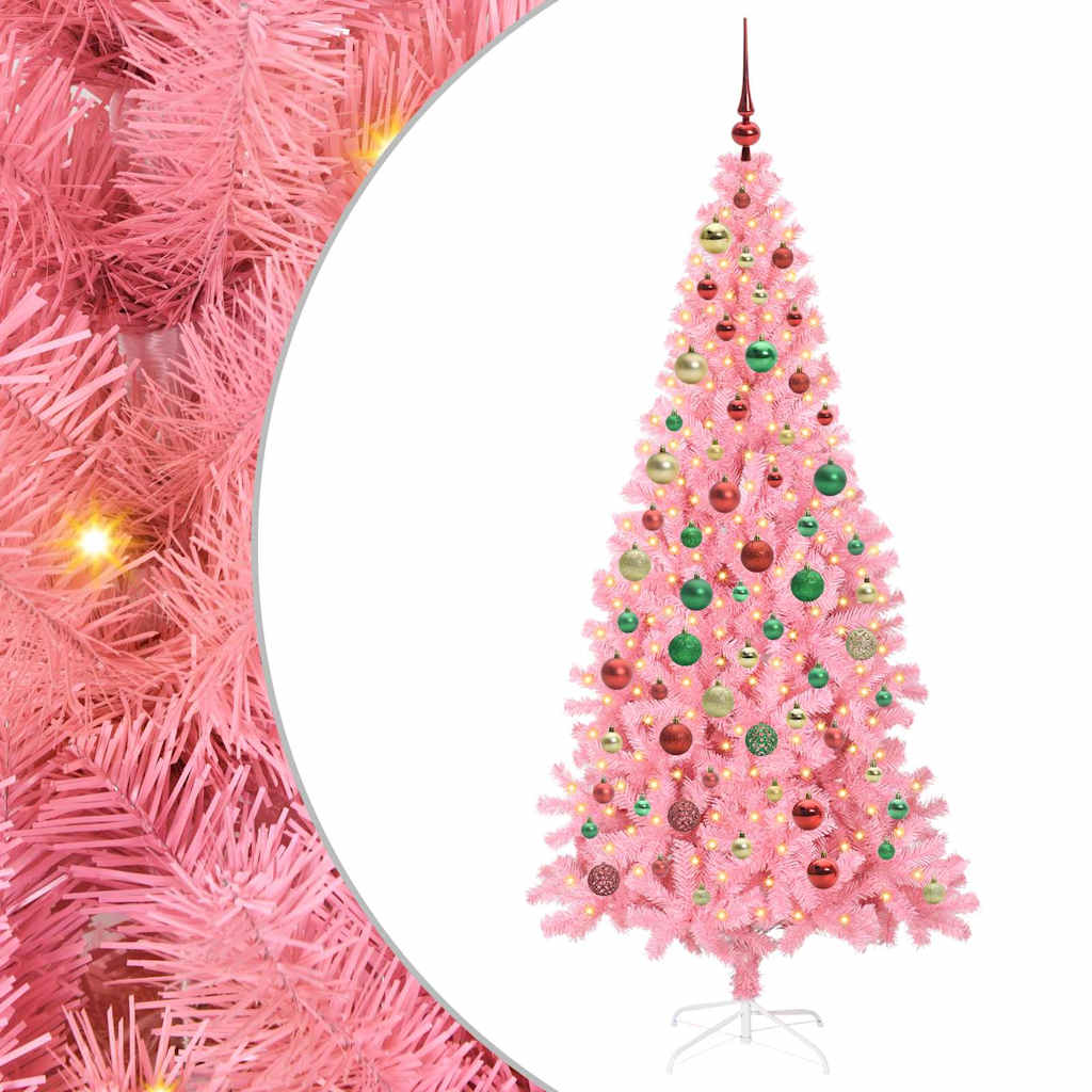 Juletre med 300 LED med stativ Rosa 180 cm PVC