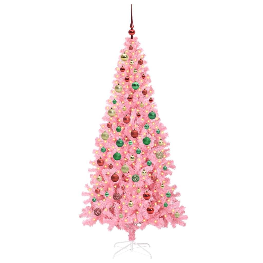 Juletre med 300 LED med stativ Rosa 180 cm PVC